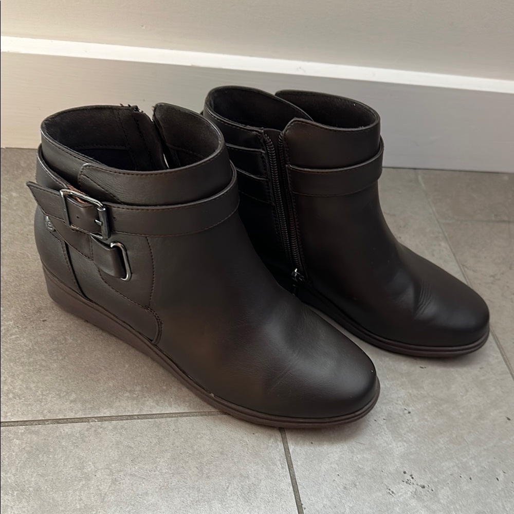 Brown Yara Ankle Boots with Buckle Detail from Easy Spirit